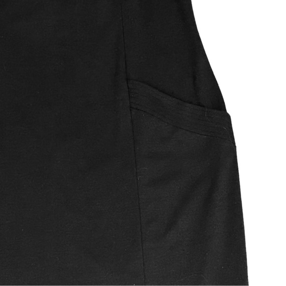LITTLE BLACK DRESS Midi Scoop/Ruched neck Zipper Cap sleeves Pockets Size 10 - Picture 5 of 7